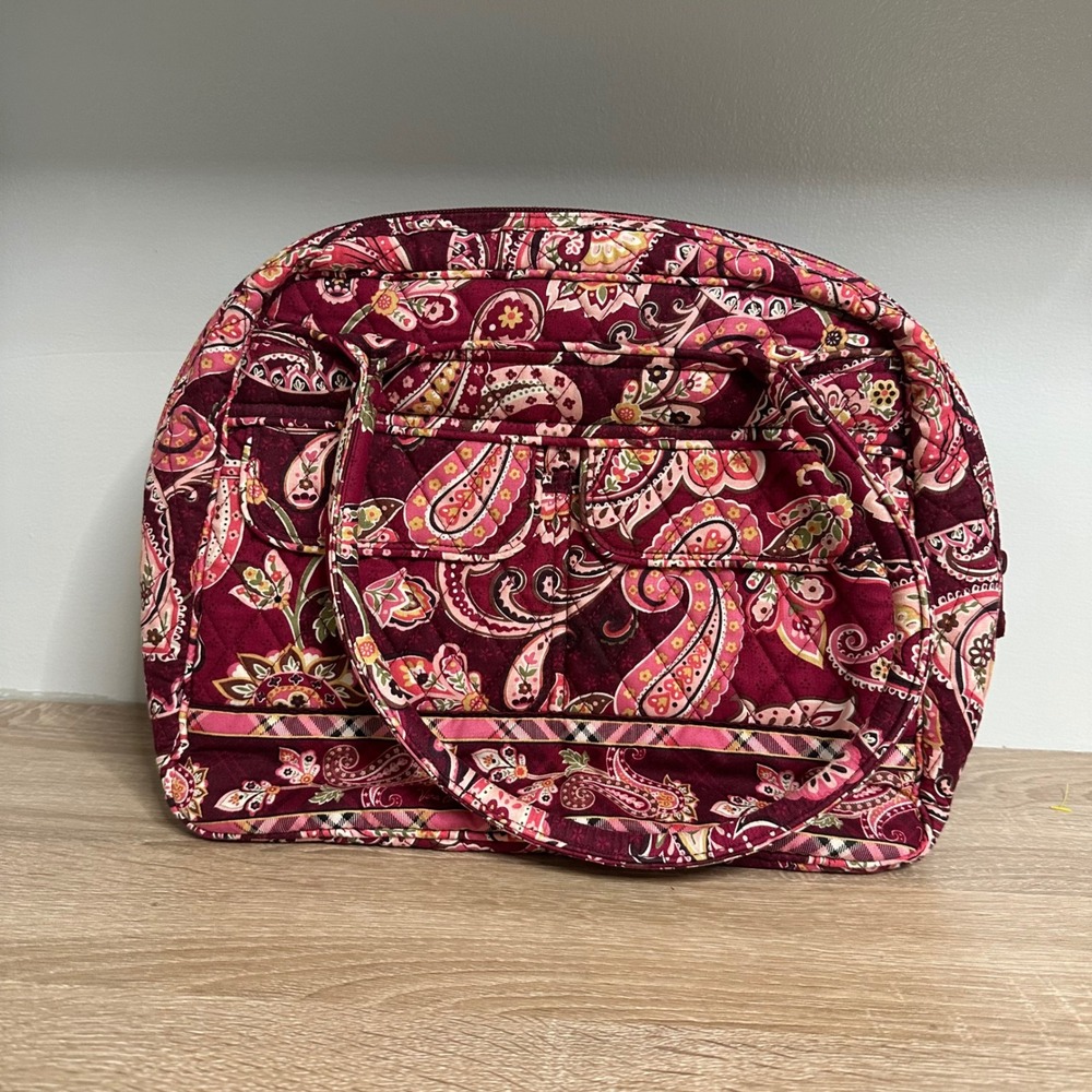 VTG 2005 Vera Bradley Quilted Tote Bag Piccadilly Plum Paisley Retired Travel